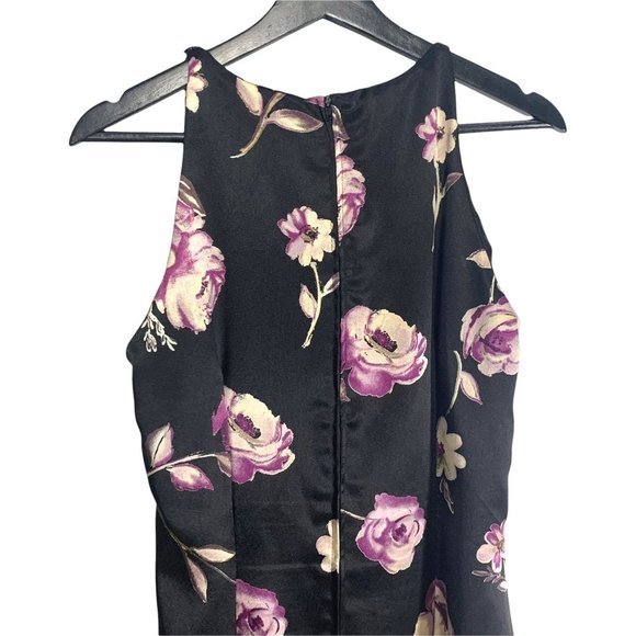 Vintage California Concepts Satin Purple Floral Sleeveless Dress Large - Picture 5 of 13